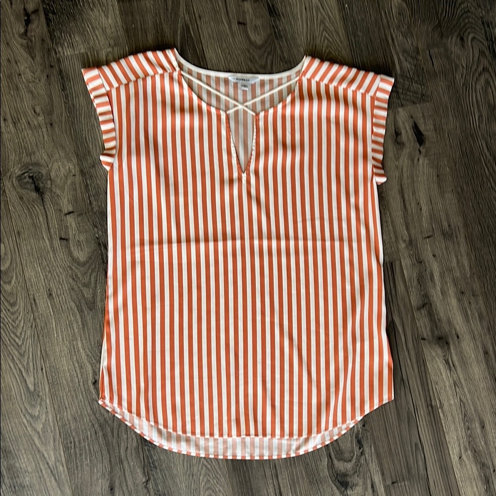 Orange and White Striped Blouse